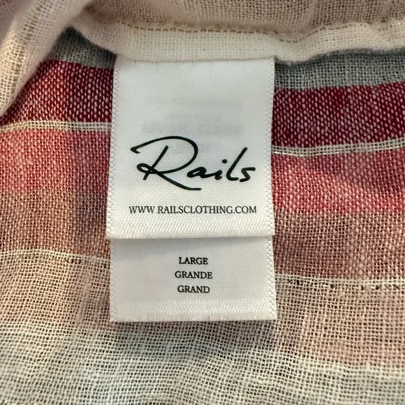 Rails Thea Tropic Stripe Multicolor Tie Front Top / Size L / Coastal Chic - Picture 5 of 13